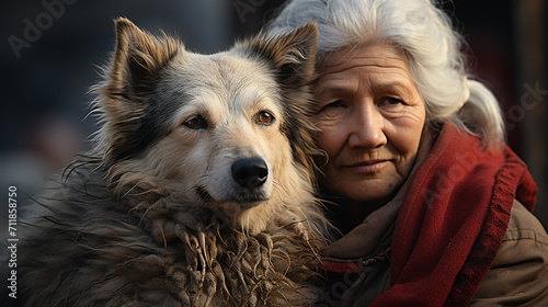 Portrait of woman with dog © alexkich