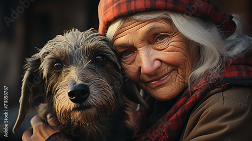 Portrait of woman with dog
