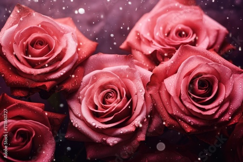 Love and romance with pink roses