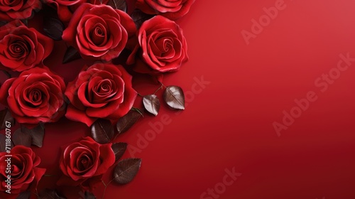 Love background with red roses. Romantic and Valentine's day theme