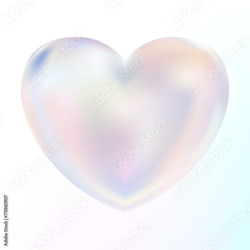 Holographic mother-of-pearl heart. Opal heart shape. Magic love talisman.