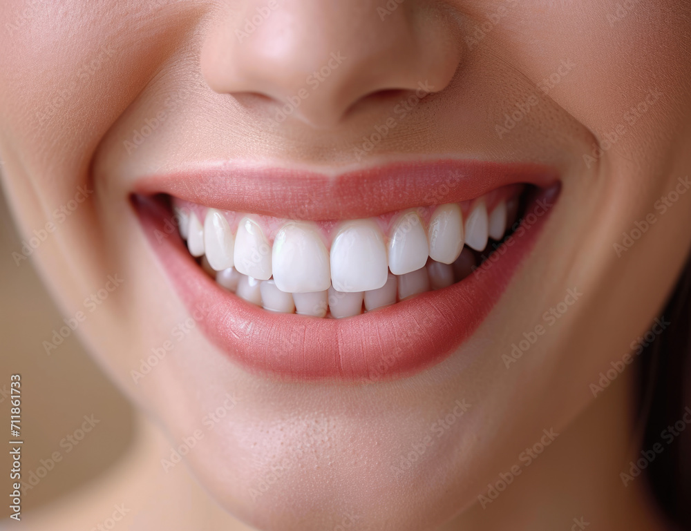 Obraz premium a smile with well-groomed clean white teeth close-up Ai generative
