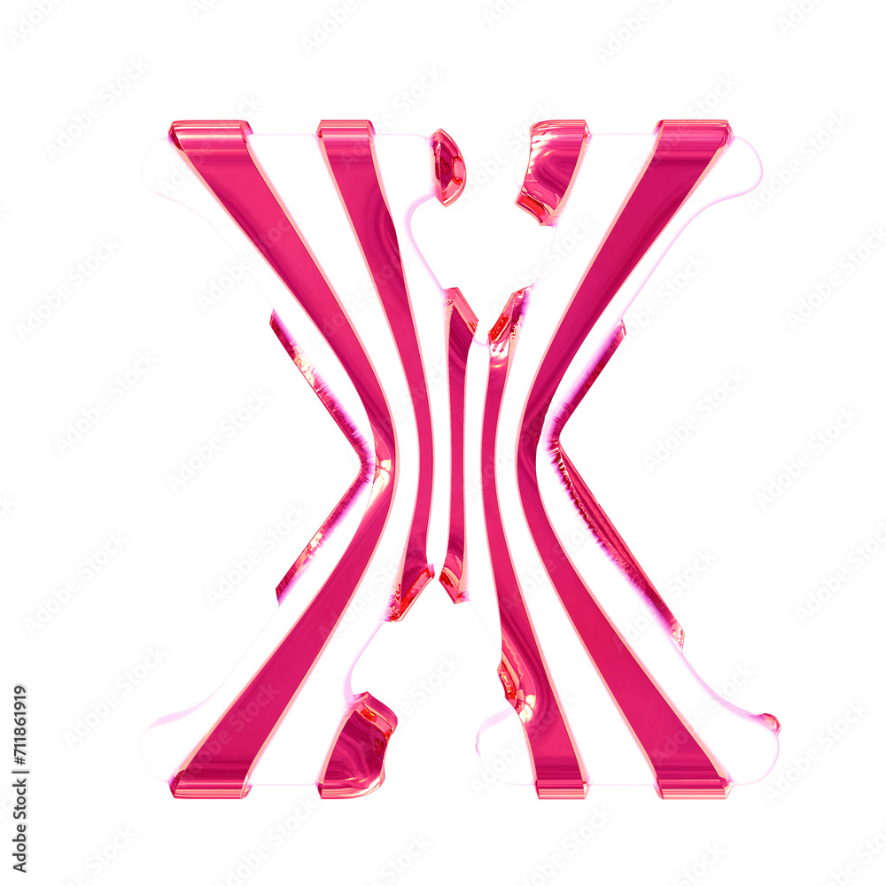 White symbol with pink thin straps. letter x White symbol with pink thin straps. letter x
