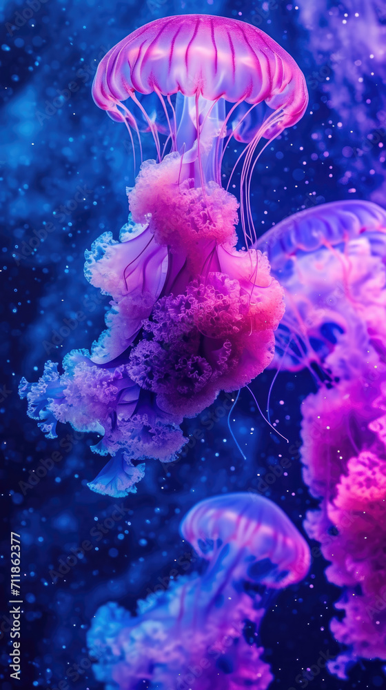 neon jellyfish of bright colors amoled Ai generative neon jellyfish of bright colors amoled Ai generative