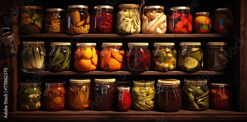 vegetables on the wooden table in jars