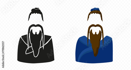 Сonfucius chinese philosopher historical person silhouette vector portrait
