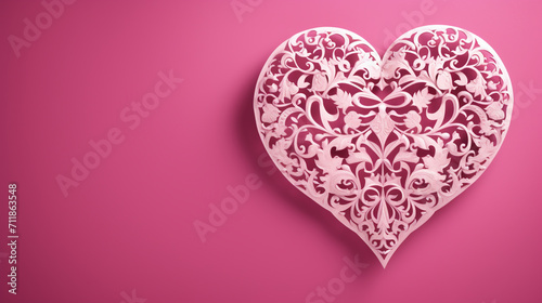Wedding or Valentine's day invitation card with lacy edge of border. Vintage style. Shape of heart silhouette.