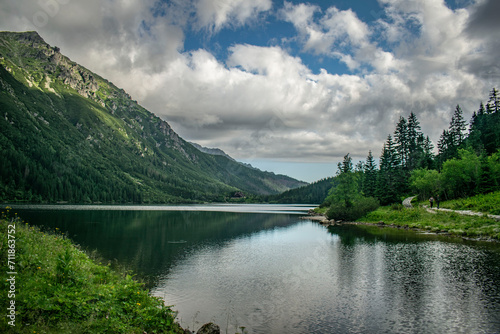 a blue mountain lake with beautiful views of the mountains