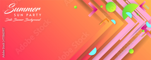 Summer Bright juicy colors background with geometric elements, lines and dots for text, universal design, banner concept