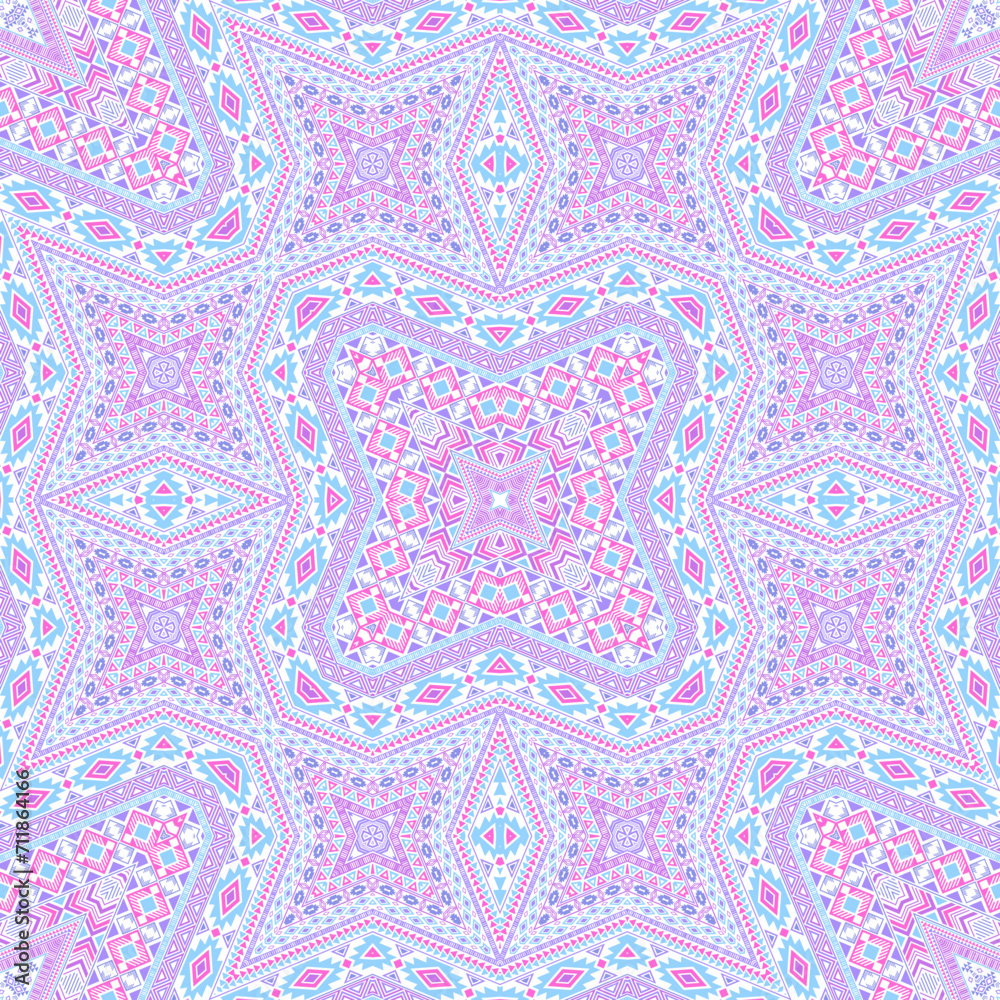 Fototapeta Persian seamless pattern graphic design. Modern geometric background. Carpet print in ethnic style.