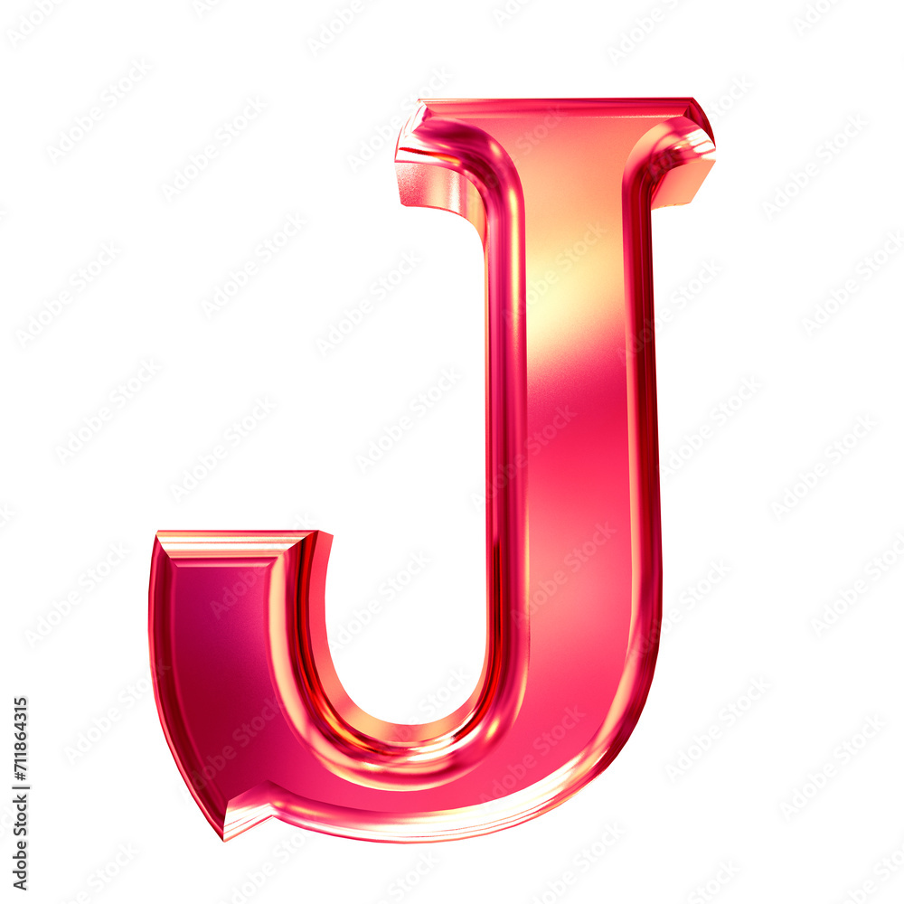 Pink symbol with bevel. letter j Pink symbol with bevel. letter j