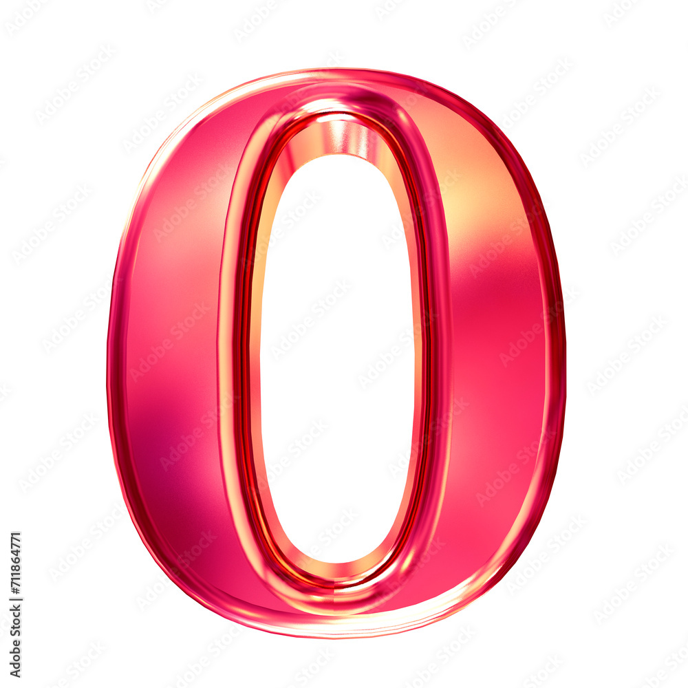 Pink symbol with bevel. number 0 Pink symbol with bevel. number 0