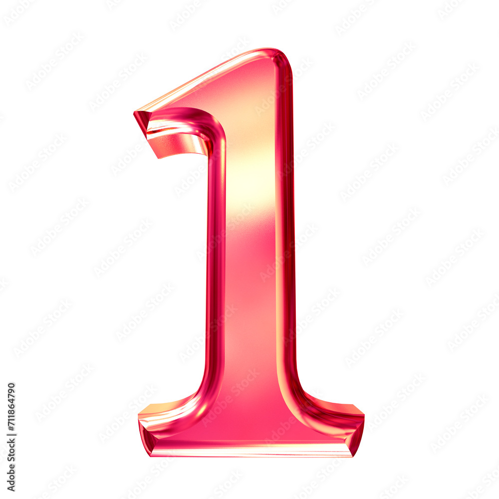 Pink symbol with bevel. number 1 Pink symbol with bevel. number 1