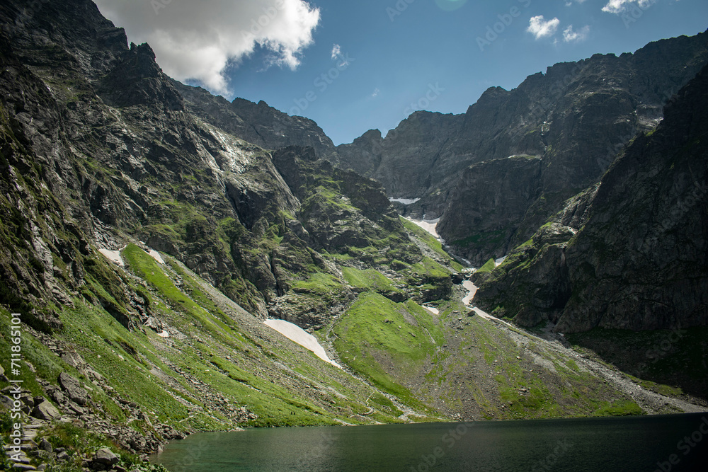 a blue mountain lake with beautiful views of the mountains