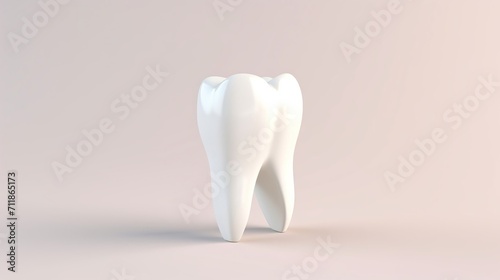 Close-up of a tooth on a light background. Medical  dental design template. Dental health concept