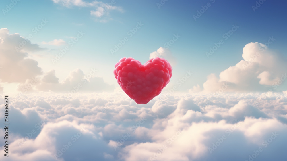Balloon in heart shape on background sky. Balloon in heart shape on background sky.