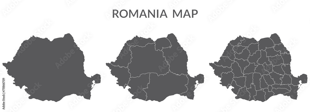 Naklejka premium Romania map. Map of Romania in set in grey