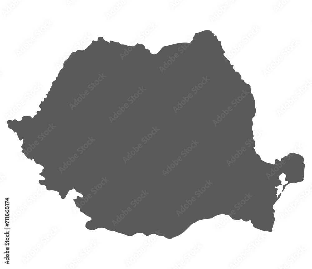 Romania map. Map of Romania in grey color