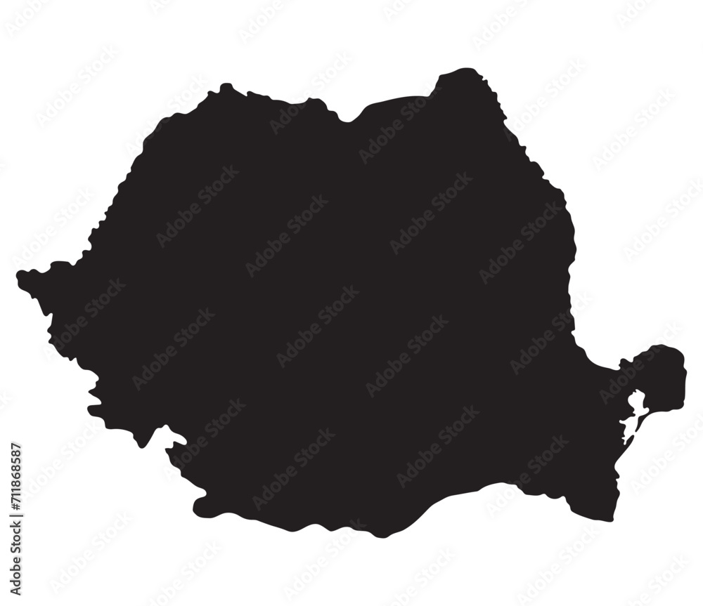 Romania map. Map of Romania in black color