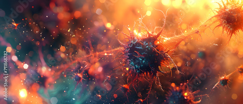 A mesmerizing explosion of colors and light, as a single cell captures the beauty of fireworks in a microscopic world