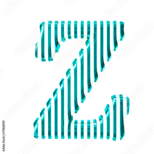 White 3d symbol with turquoise vertical ultra thin straps. letter z