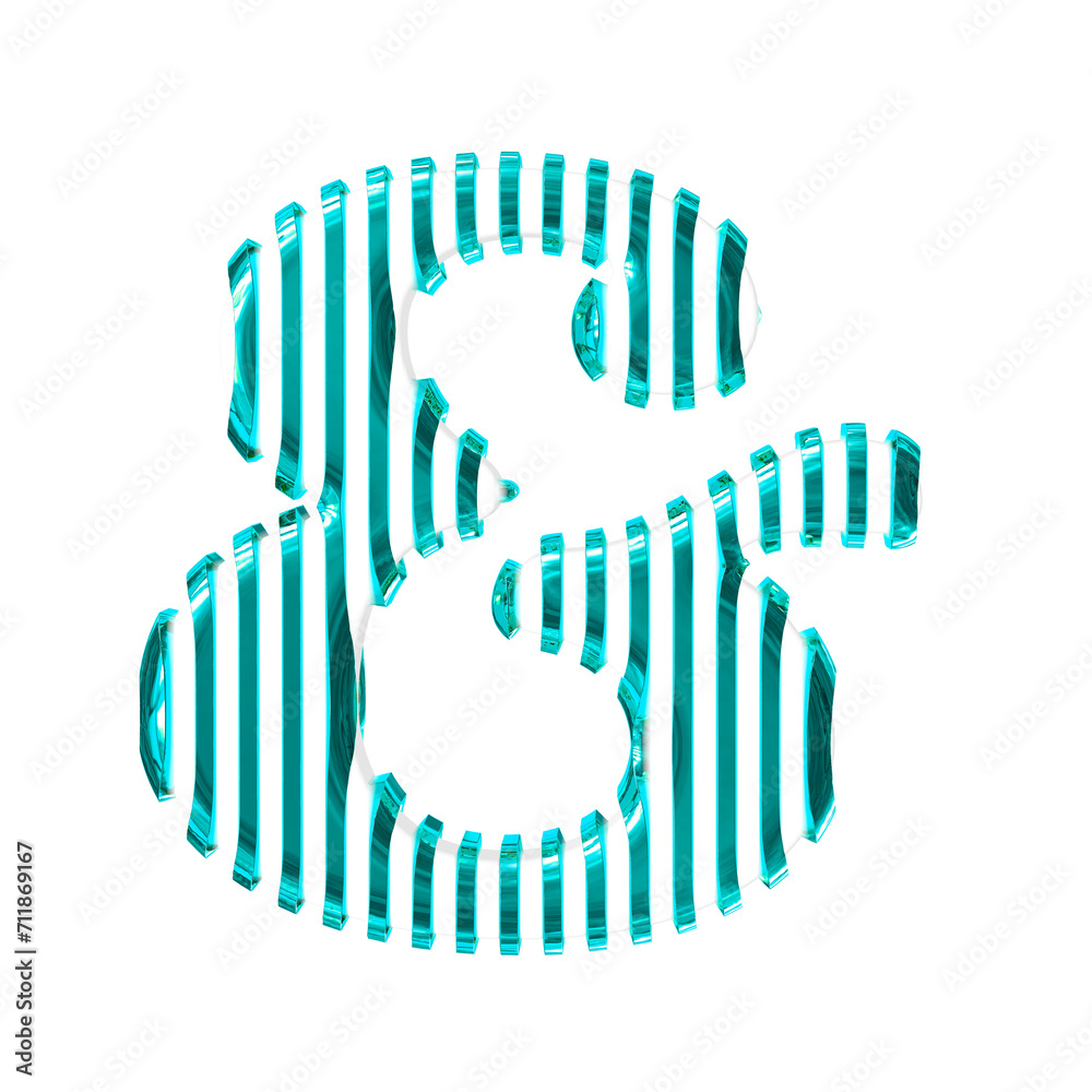 White 3d symbol with turquoise vertical ultra thin straps White 3d symbol with turquoise vertical ultra thin straps
