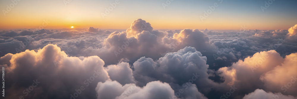 Aerial View above the Clouds, panorama, banner - obrazy, fototapety, plakaty 