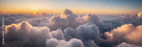 Aerial View above the Clouds, panorama, banner photo
