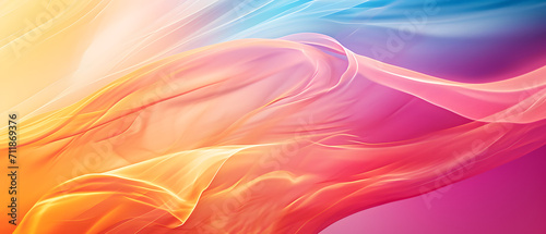 A vibrant and fluid abstract painting captures the essence of color and light, featuring a swirling fabric in peach hues, brought to life through vector graphics