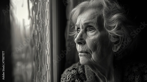 Black and white portrait of an elderly woman