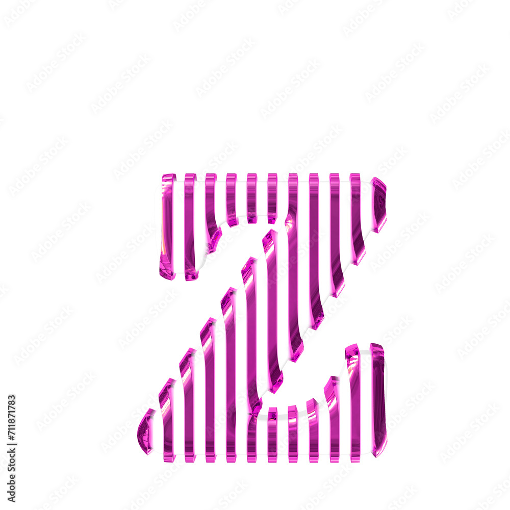 White symbol with purple vertical ultra thin straps. letter z