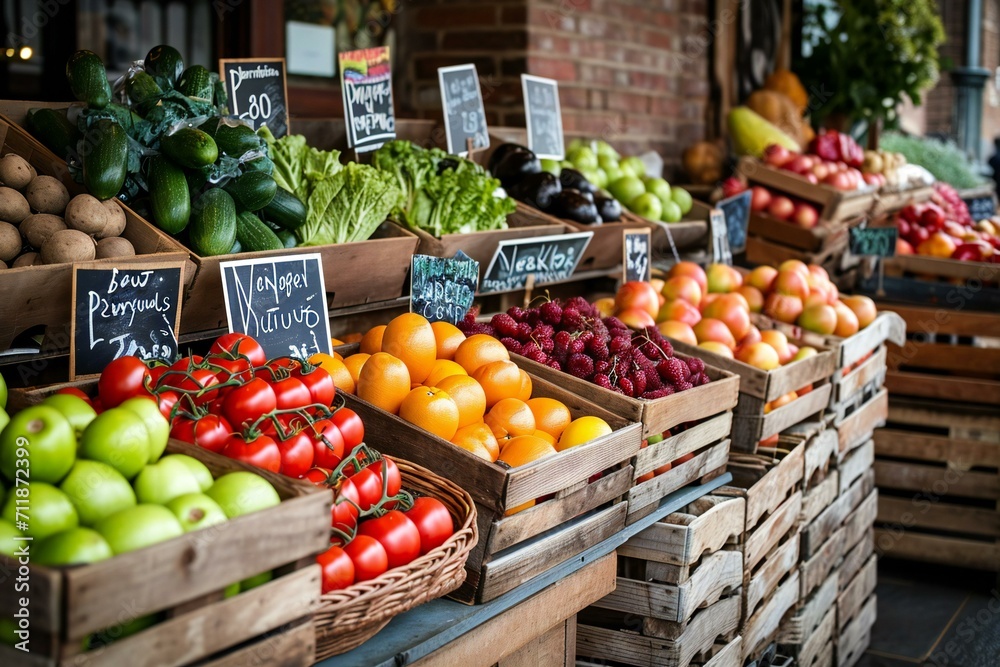 Urban Farmers Market with Fresh Produce