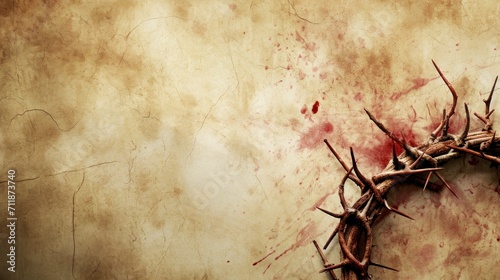 crown of thorns of christ with blood on an old texture