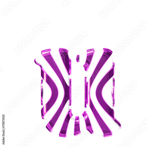 White symbol with purple thin straps. letter u