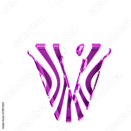 White symbol with purple thin straps. letter v
