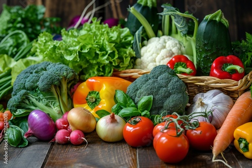Fresh Organic Vegetables in Rustic Basket