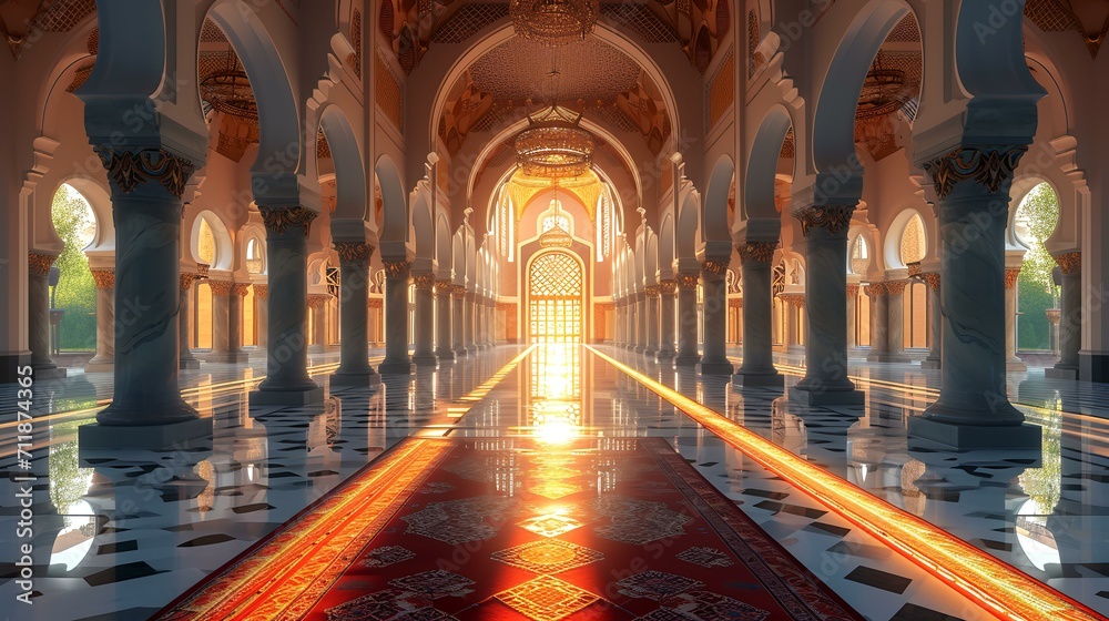 Interior of the Hassan II Mosque in Casablanca, Morocco - obrazy, fototapety, plakaty 