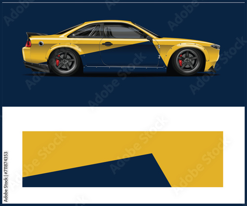 Racing car wrap design vector. Graphic abstract stripe racing background 