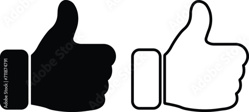 Thumb up icon in flat, line style set. isolated on transparent background. symbol use for good, like sign Finger up vector for apps and website.