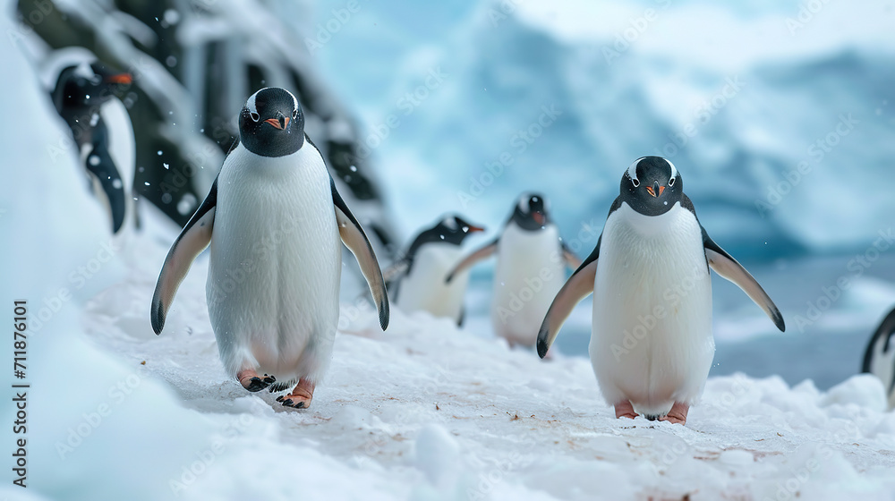 Fototapeta premium penguin on the snow
