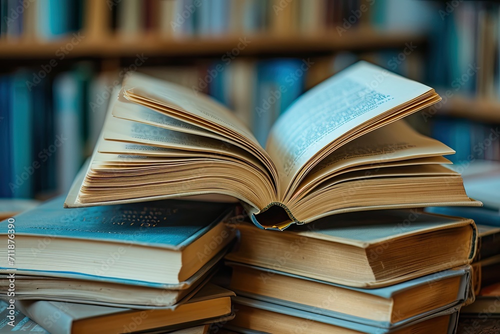 A stack of open books with pages fluttering, conveying the notion of gaining knowledge and inspiration A stack of open books with pages fluttering, conveying the notion of gaining knowledge and inspiration