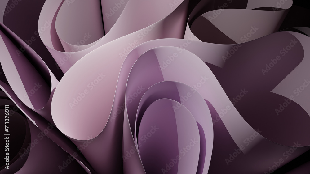 Fototapeta premium 3D Rendering of abstract swirl wavy shape object. For luxurious stylized pink background or wallpaper