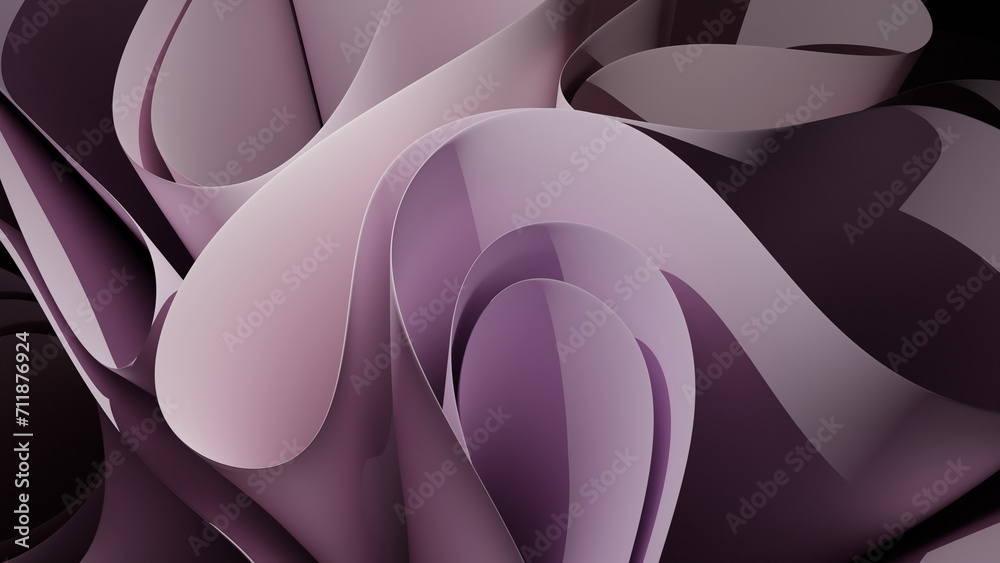 Fototapeta premium 3D Rendering of abstract swirl wavy shape object. For luxurious stylized pink background or wallpaper