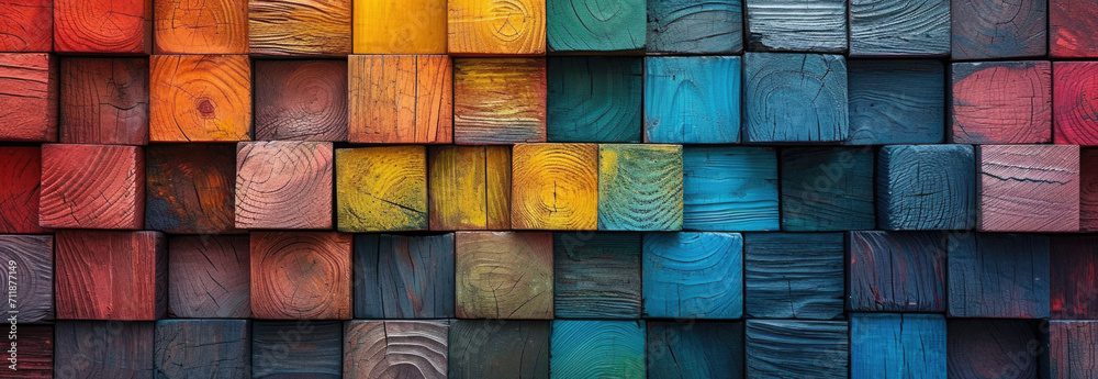 colorful abstract background using wooden squares with different colors Ai generative colorful abstract background using wooden squares with different colors Ai generative