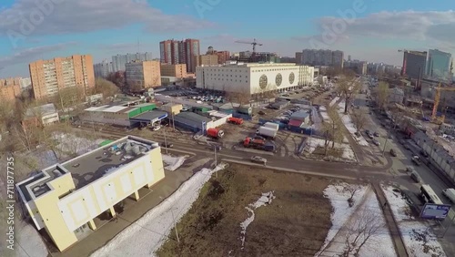 Street traffic near Moscow City Court and construction site photo