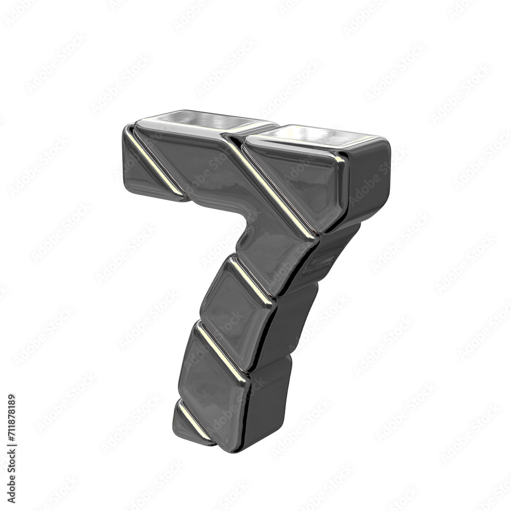 Silver diagonal block symbol view from the left. number 7 Silver diagonal block symbol view from the left. number 7