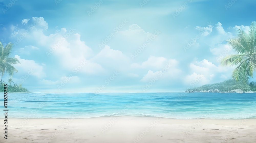 sun wall summer background illustration sand ocean, waves tropical, vacation paradise sun wall summer background