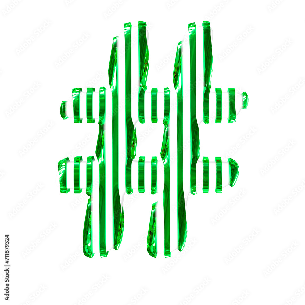 White symbol with green vertical ultra thin straps White symbol with green vertical ultra thin straps