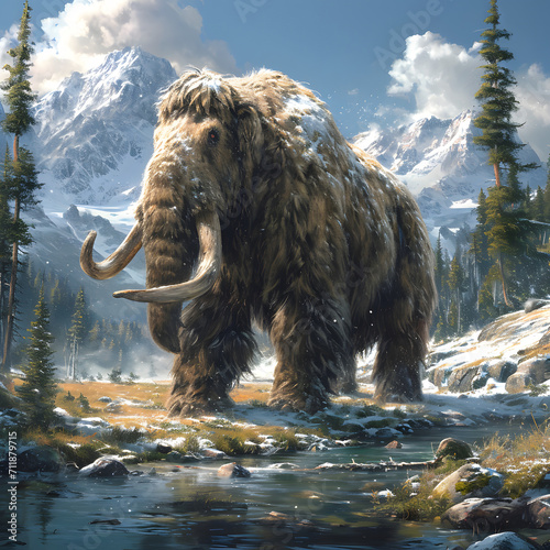 El majestuoso mamut en el esplendor de su hábitat glaciar. photo