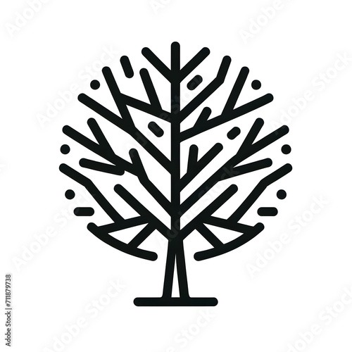 Minimalist schematic tree drawing with a simple trunk and symmetrical branches, in black on white